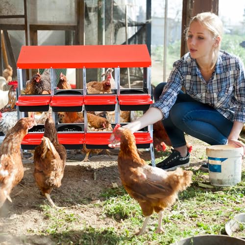 Chicken Nesting Box, 8 Compartment Roll Away Eggs Laying Boxes, Hen Nest Boxes with Legs, Cleanable Pull Out Hen Roosting Boxes - size: 8 Compartments with legs
