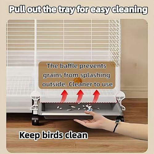 60in Large Flight Bird cage, Equipped with Bird's Nest，Ladder, Swing, Feeder, etc. with Wheels for Easy Outdoor Movement, Suitable for Parrots, Pigeons (White) - color: White