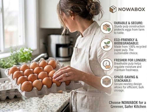 Egg Flat Cartons 30 Count, Pulp Fiber Egg Flats Bulk, Stackable Egg Trays for Farm Storage, Shipping & Packaging, Biodegradable & Recyclable Egg Carton Trays (Pack of 15)
