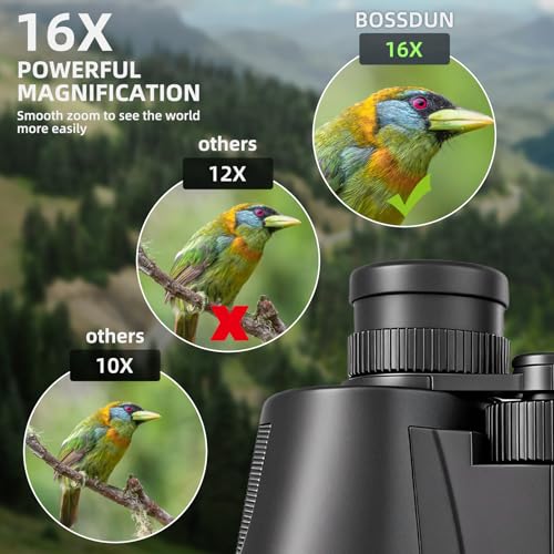 16x50 Binoculars for Adults High Powered, Professional Optics Binoculars for Bird Watching with Low Light Night Vision, HD FMC BAK4 Prism Lens, Waterproof & Fogproof for Hunting/Traveling - color: Black