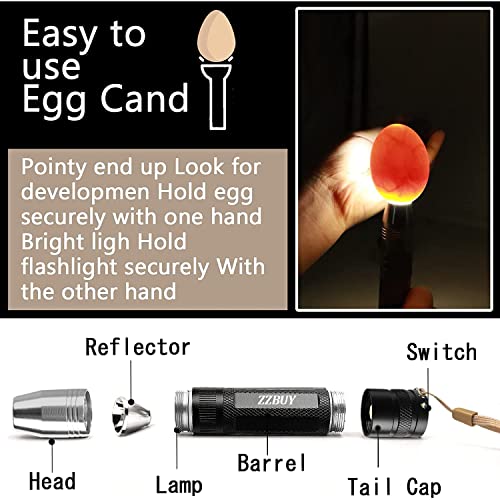 Egg Candler for Chicken Eggs, Rechargeable USB Egg Candling Light | High-Intensity Egg Candler Tester for Dark Eggs, All Chicken, Duck, and Quail - color: Black