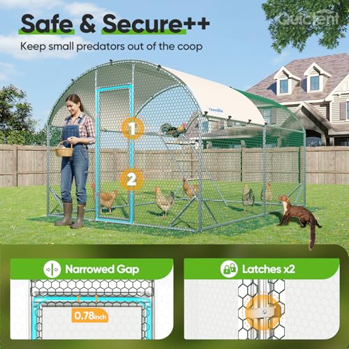 Quictent Essential Series 12x9ft Metal Chicken Coop Run w/Climbing Ladder | Walk-in Outdoor Poultry Cage with PVC Coated Chicken Wire, Hen Duck Rabbit Farm House, Waterproof Anti-UV Cover - size: 12x9ft