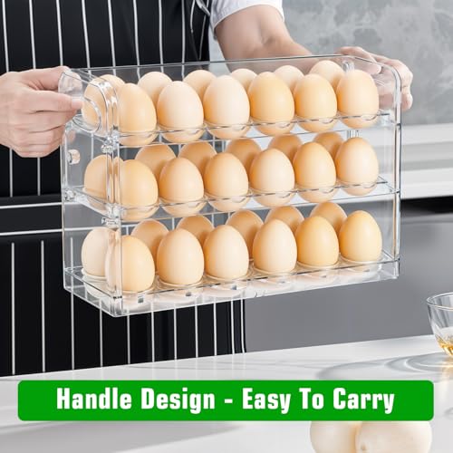 Clear Egg Holder for 36 Eggs, Egg Storage for Refrigerator, PET Egg Container for Kitchen Countertop, Egg Dispenser, Egg Tray
