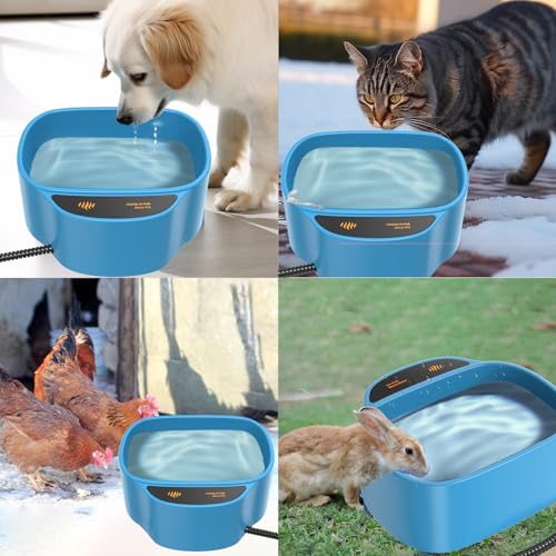 Heated Pet Bowl - KOKOPRO 2.5L for Dogs Cats, Heated Pets Bowl, Outdoor Water Bowl for Rabbit Chicken Duck Squirrel, 85 Ounces 35 Watts Feral Cat Feeding Station