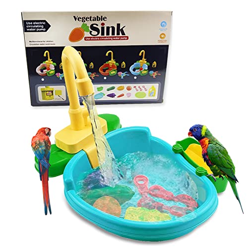 Parrot Shower, Parrot Bird Bathtub, Automatic Bird Bathtub Pet Bath Pool with Faucet, Bird Bathtub Swimming Pool Toy Bath Shower Water Dispense for Ferret, Goldfinch (Green) - color: Green