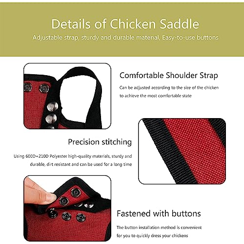 4 Pieces Premium Chicken Saddle with Adjustable Strap,Poultry Saver，Feather Protector for Back and Sides,Outdoor Hen Apron