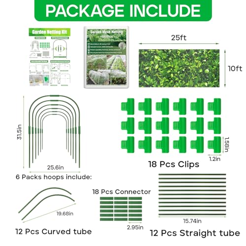 Garden Mesh Netting Kit, 10 * 25FT Ultra Fine Plant Netting Mesh Covers，Row Cover Net Protection for Tree Fruit Barrier Vegetable Fruits Flowers Shrubs Plant Covers Net - size: 10X25FT
