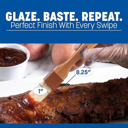 SPARTA Kitchen Basting Brush – 4037200 Basting Brush for Cooking Flat Boar Bristle Brush, Hardwood Handle for Kitchens, Restaurants, Catering, High Heat Food Prep, 1in - size: 8.25" x 1" (Pack of 1)