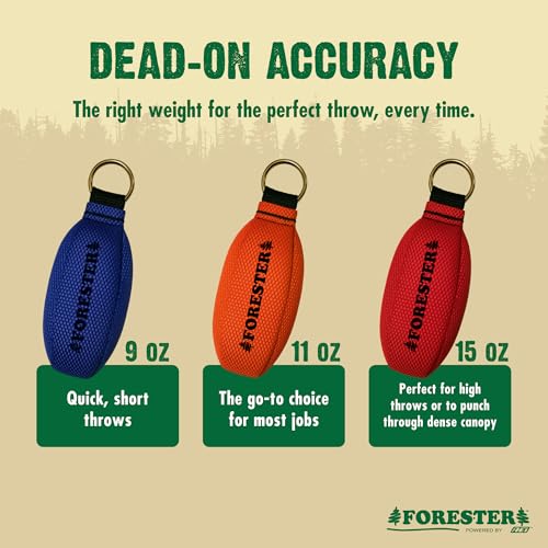 FORESTER Arborist Throw Line Kit | Throw Weight & 166ft Rope | Ultra Slick 100% Polyester Rope | Arborist Equipment for Tree Climbing - style: 9oz Throw Weight