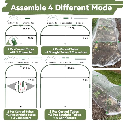 Garden Mesh Netting Kit Protect Fruit Vegetable from Birds Bugs | 8 * 26FT Ultra Fine Plant Netting Covers, 6 Pcs Wide Garden Hoops & 12 Clips for Greenhouse Raised Beds - size: 8 * 26 FT (Kit)