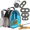 Bearded Dragon Travel Backpack with Harness and Leash Set,Lizard Backpack Travel Carrier,Space Capsule Clear Bubble Window Astronaut Reptile Carrier Backpack, Airline Approved - color: Black/Blue