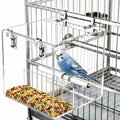 Hanging No Mess Bird Feeder for Cage, Transparent Acrylic Bird Feeder Cage | Bird Feeder Cage with Stainless Steel Hooks for Parrots, Canary, Budgerigar, Cockatiel, Lovebird, Parakeet - size: 5.1"L x 4.3"W x 5.1"H