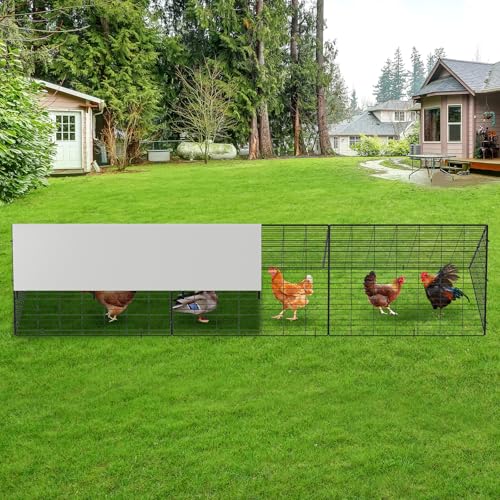 GarveeLife Metal Chicken Tunnel with Waterproof & Anti-UV Cover, Chicken Run for Yard, Outdoor Backyard Farm, Portable Chicken Coop for Hens, Ducks, Rabbits, 118.1x28x24.2 inch - size: 40.2"L x 29.1"W x 1.4"H