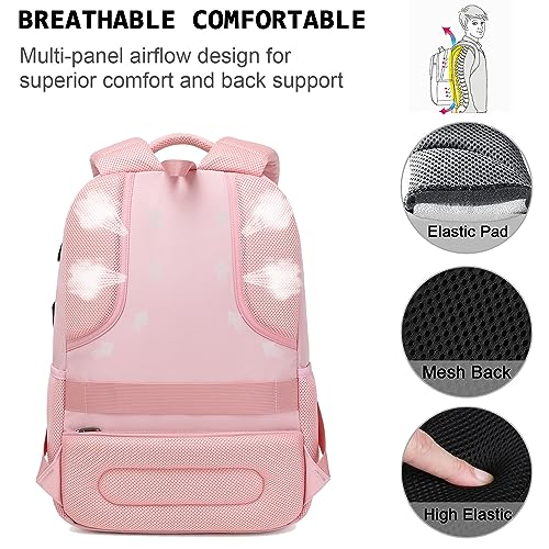 Laptop Backpack,Business Travel Anti Theft Slim College Backpack | Water Resistant Durable Computer Bag Gift for Women & Men Fits 15.6 Inch Laptop and Notebook - Light Pink - color: Light Pink, size: 15.6 Inch, style: Laptop