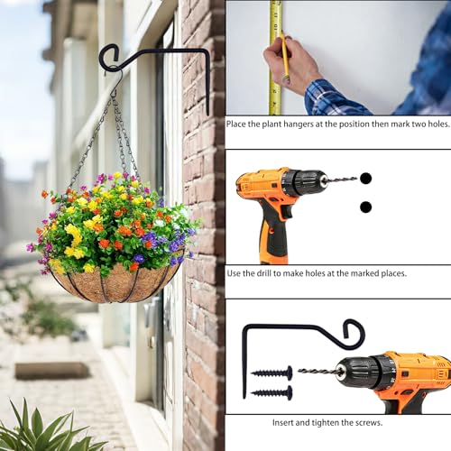2 Pack Heavy Duty Metal Plant Hanger Wall Hooks – Indoor and Outdoor, Holds Up to 40 lb, for Hanging Plants, Lanterns, Bird Feeders – （6IN Black） - color: Black, size: 6 IN-Curved Hook