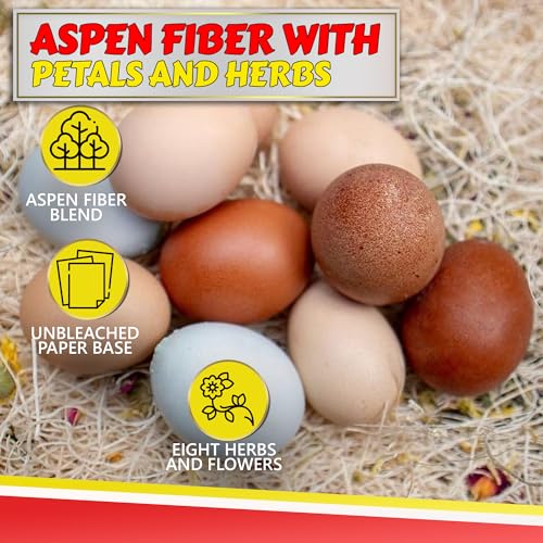 Chicken Nesting Pads with Aromatic Nest Herbs | Natural Excelsior Aspen Fiber Poultry Bedding | 13 x 13 Inches | Pack of 10 - style: With Aromatic Herbs