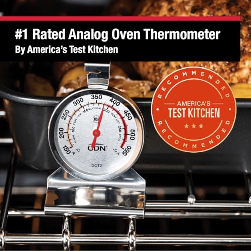 CDN Oven Thermometer ProAccurate®, Easy-to-Read 2" Dial, Stainless Steel Housing, Temperature Zones, Stand or Hang, Monitor Oven Temperatures, NSF Certified - DOT2 - style: ProAccurate Oven Thermometer