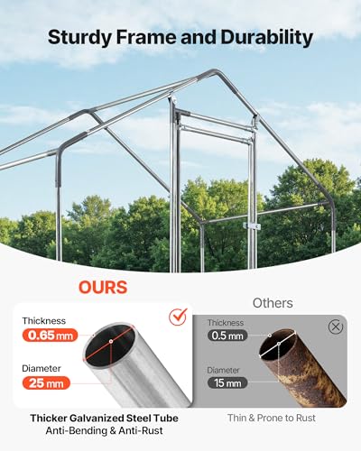 VEVOR Large Metal Chicken Coop,6.6 x 3.3 x 6.6 ft, Walk-in Chicken Run House with Waterproof Cover & Sturdy Frame, Spire Roof Poultry Cage Duck Pen for Rabbit Hen Goose Outdoor Backyard Farm Use - size: 78.7"L x 39.4"W x 78.7"H