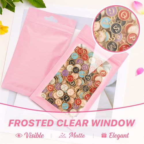 ANZNKU 100 Pcs Colorful Mylar Bags, Resealable Smell Proof Bag Foil Pouch | 5Colors, 5.12x8.27", Frosted Clear Window, Seal Zip Baggies, Packaging Bags for Small Business Candy Jewelry Treat Favor - color: 5 Colors -1, size: 5.12x8.27 inches