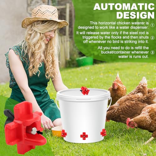 12 Pcs Chicken Water Nipples,Automatic Poultry Nipple Waterer with Drill Bits, Non Leak Waterer Kit for Chicken Coop Outdoor