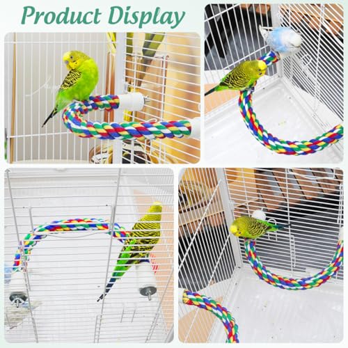 Parrot Rope Climbing Toy 18.5 Inch Cotton Rope Perch for Birds Cage Exercise and Chewing Toy for Parrots Cockatiels - size: 40cm