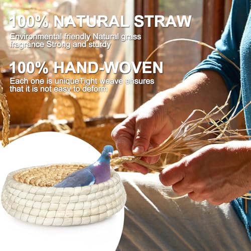 Chicken Nest for Chicken Coop, Handmade Woven Flat Base Straw - 2 Pack 15.5"x15.5"x3.5" Premium Laying Hen Nesting Pads (2 nest)