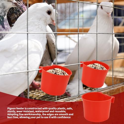 40 Pcs Cage Cups Birds Feeders Bird Water Dispenser Hanging Quail Waterer Plastic Chicken Feeding Watering Dish for Small Coop Parrot Parakeet PET Poultry Pigeon Gamefowl Food Seed Bowl Supplies(Red) - color: 8oz-Red
