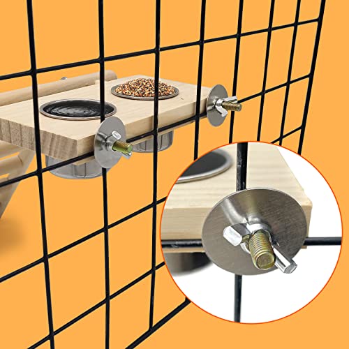 Tfwadmx Bird Food Stainless Steel Cups Wooden Perch Stand Hanging Feeder Bowls Feeding and Watering Supplies for Parakeets Conures Cockatiels Budgie Parrot - size: Style 1
