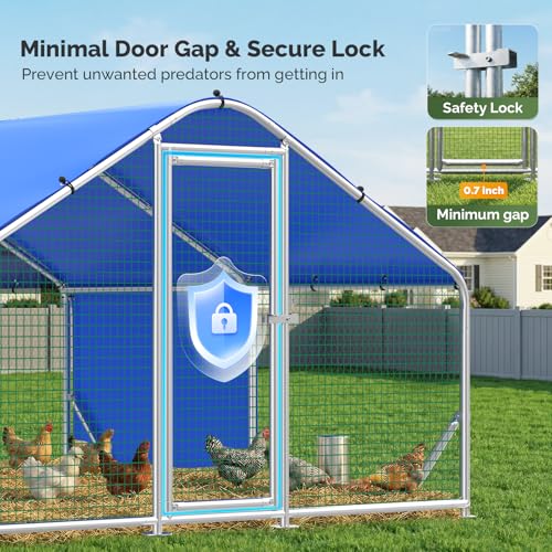 Sino Luban Large Metal Chicken Coop Run with Hardware Cloth Anti-Rust for 20 Chickens/Ducks, Chicken Runs for Yard with Waterproof Cover, Chicken Enclosure Pen Outdoor, Walk-in Poultry Cage - size: 11.8' L x 8.8' W x 6.4' H
