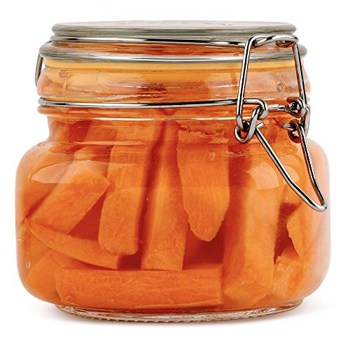 Glass Jar with Airtight Lid 16 oz | Food Storage Jar, Wide Mouth, Leak Proof Kitchen Canister - size: 16 oz