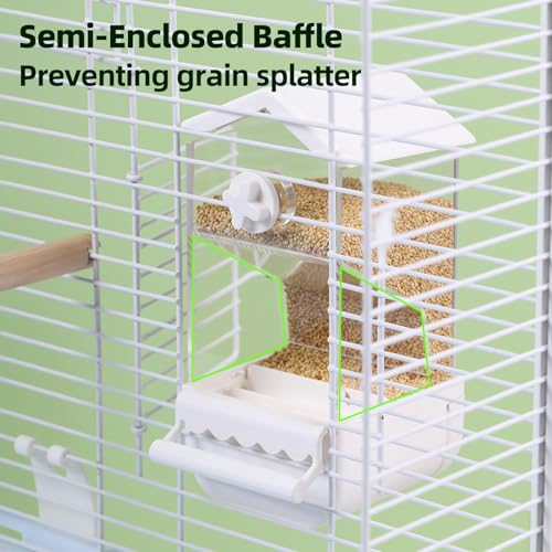 No Mess Parrot Automatic Feeder Anti-Scattering Bird Feeder for Cage Bird Food Bowl Container Parakeet Cage Accessories Finch Lovebirds Budgies Canary (Round Roofs)