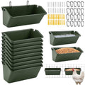 10 Pack Chicken Feeder,5 Quart Hanging Goat Waterer,Green | Two Mounting Options, Metal Clips and Screws,Solid base without holes,Livestock Feed Buckets for Sheep Duck Coop, Farm, Geese - color: Green