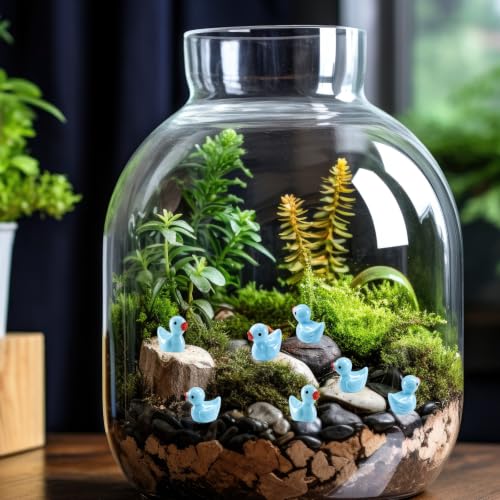 100 Pcs Mini Resin Ducks Tiny Ducks Miniature Duckies Bulk Figures for Garden Micro Landscape Home Prank Game Micro Landscape Aquarium Dollhouse Ornament DIY Handmade School (Light Blue) - color: Light Blue
