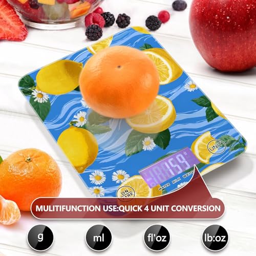 Food Scale Kitchen Scale Food Weight Scales Digital Weight Grams and Ounces Small Electronic Food Scale for Baking Cooking Blue Wave Lemons Daisy - color: Blue Wave Lemons Daisy