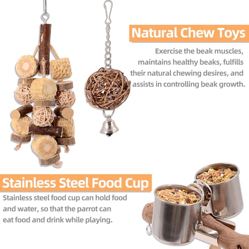 LIMIO Natural Grape Wood Bird Parakeet Playground - Perch Stand for Parakeets, Cockatiels, and Small Birds Toys
