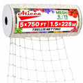 ATICCA Trellis Netting 5 x 750 ft Heavy Duty Polyester Plant Support Netting White - 6 Inch Garden Rope Trellis on Roll - Mesh Twine for Growing Vine Climbing Plants, Flowers, Peas, and Tomatoes. - size: 5x750ft Polyester Trellis Netting