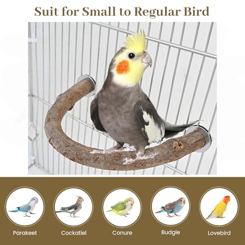 2Pcs 6.2inch Parrot Bird Natural Wood Stand Perch Swing U Shape Stick Bird Perches Bird Cage Toy for for Small to Regular Size Birds - size: 2X6.2inch