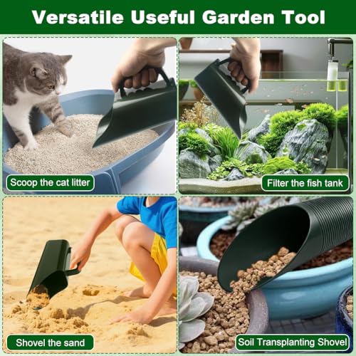 Garden Soil Scoop, 2-in-1 Multi-Function Plastic Spoon Soil Shovel Wear Resistant Digging Tool Cultivation Potting Scoop with Mini Scoop for Digging Up or Transporting
