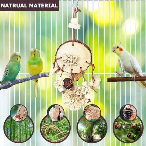 Bird Chew Toys, Natural Wood Toys Hanging Chewing Toys Aviary Cage Accessories for African Grey, Parrotlet,Cockatoos, Parrots, Parakeet, Cockatiel, Conures, Budgie, Lovebirds