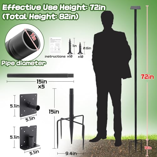 Bird Feeder Pole for Outdoors - 82in Tall Adjustable Heavy Duty Bird House Feeding Station with 5-Prong Anchor for Outside Garden Wild Bluebirds Watching - style: 82in