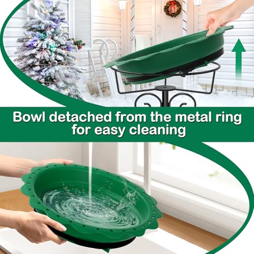 Heated Bird Bath for Outside Winter, Powerful 100W Thermostat Control Heated Bird Baths for Outdoors with 5-Prong Metal Stake, Heated Birdbath Water Heater for Garden Yard Patio Lawn (Green) - color: Green