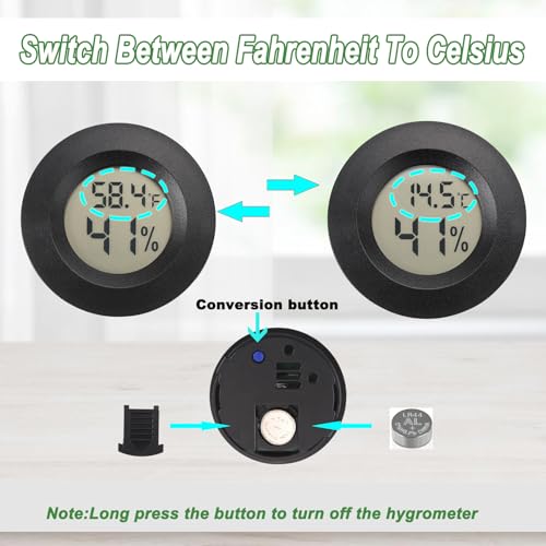 Serundo Auto Digital Hygrometer Thermometer Indoor/Outdoor Hygrometer 6PC | Mini Size,LCD,℉/℃ Conversion,Fast Response, Outdoor Thermometer with Humidity for Reptile Greenhouse Cellar 3D Printer