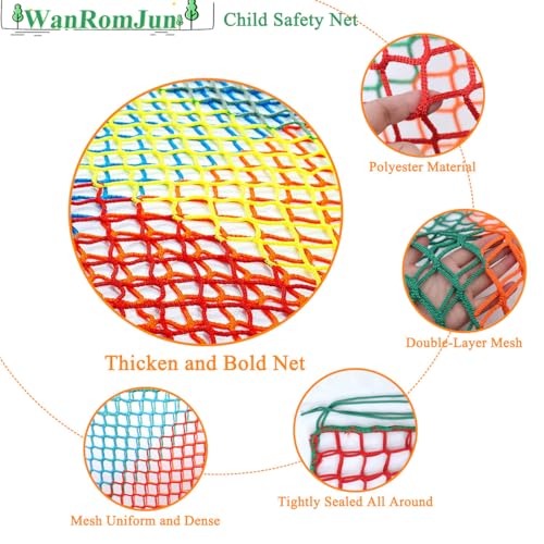 Climbing Cargo Net for Kids - Double Layers Heavy Duty Playground Safety Net, Outdoor Climbing Net for Treehouse Accessories, Backyard, Jungle Obstacle Training & Adventure(3.2x9.8ft),Multicolor - color: Multicolor, size: 3.2 x 9.8 ft