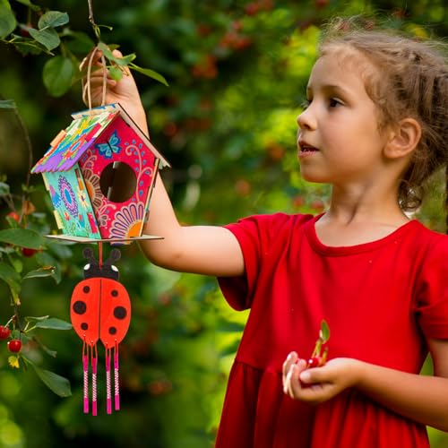 8 Pack Bird House & Wind Chime Kits, Birdhouse DIY Crafts for Kids 4-12 | Summer Arts and Craft for Children, Buildable Birdhouses Boy Girl to Build, Birthday Valentine's Day Gift 3+