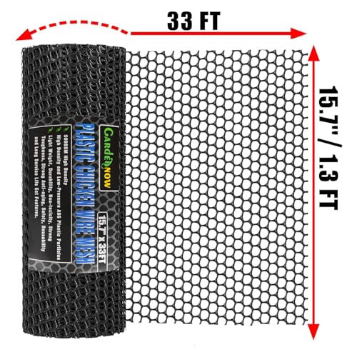 Upgraded 15.7IN x 33FT ABS Plastic Chicken Wire Fence Mesh, Poultry Fencing, Hexagonal Fencing Wire for Gardening, Construction Barrier Netting, Chicken Wire Frame Crafts, Floral Netting - color: Black