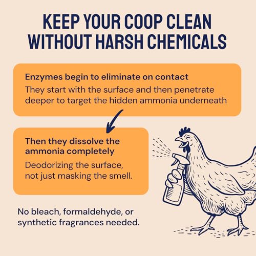 Hatortempt 32 fl oz Chicken Coop Deodorizer and Cleaner Spray, Unscented | Surface Odor Eliminator - Controls Ammonia - Safe & Fast Drying - Refresher for Wood, Sand, Bedding, Hay, Pine & Stone - size: 32 Fl Oz (Pack of 1)