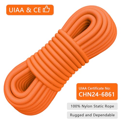 X XBEN Outdoor Climbing Rope 10M(32ft) 20M(64ft) 30M(96ft) 50M(160ft) 70M(230ft) 152M(500FT) 352M(1000FT) Static Rock Climbing Rope for Escape Rope Ice Climbing Equipment Fire Rescue Parachute - color: Orange, size: 2/5 Inch x 32 Feet