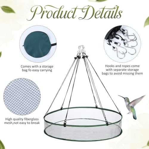 FoldTier 1 Pieces Universal Wild Bird Seed Catcher Hanging Hoop Platform Bird Seed Catcher Tray for Hummingbird Feeders Bee Feeder Outdoor Garden Accessories (24 Inch) - size: 24 Inch