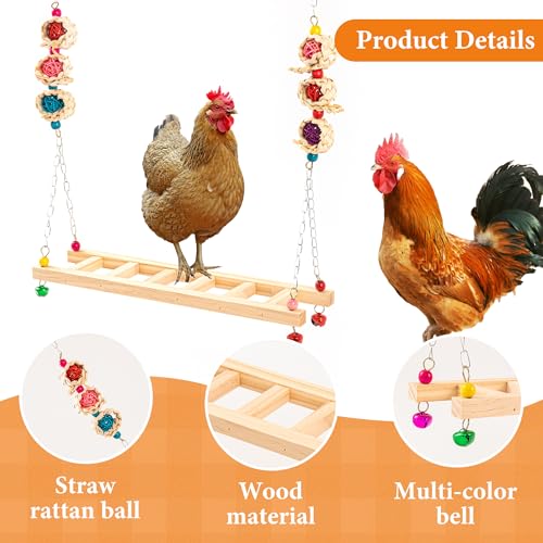 14 Pack Chicken Toys for Coop Chicken Swing Ladder Perch Coop Toy Xylophone Mirror Enrichment Chick Toys Hanging Vegetable Fruits Skewers Feeders for Hen Birds Parrots