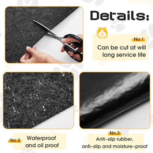 Drydiet Extra Large Dogs Playpen Mat Kennel Flooring for Dogs 120'' x 60'' Washable Floor Covering Reusable Waterproof Non Slip Rug Whelping Pad Kennel Incontinence Housebreak, Dark Gray(Felt and PE)